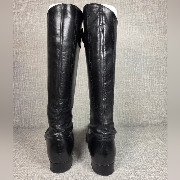 Vintage Valentino Garavani Riding Boots Knee High Black Leather IT 42 US 11.5/12 - Picture 5 of 12